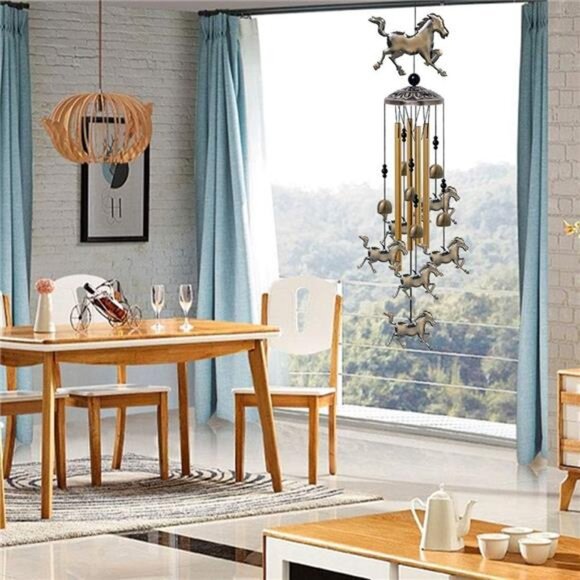 Horse Wind Chimes Decor - 35 Inch Pure Hand-Made Metal Musical Wind Bells - Picture 5 of 7